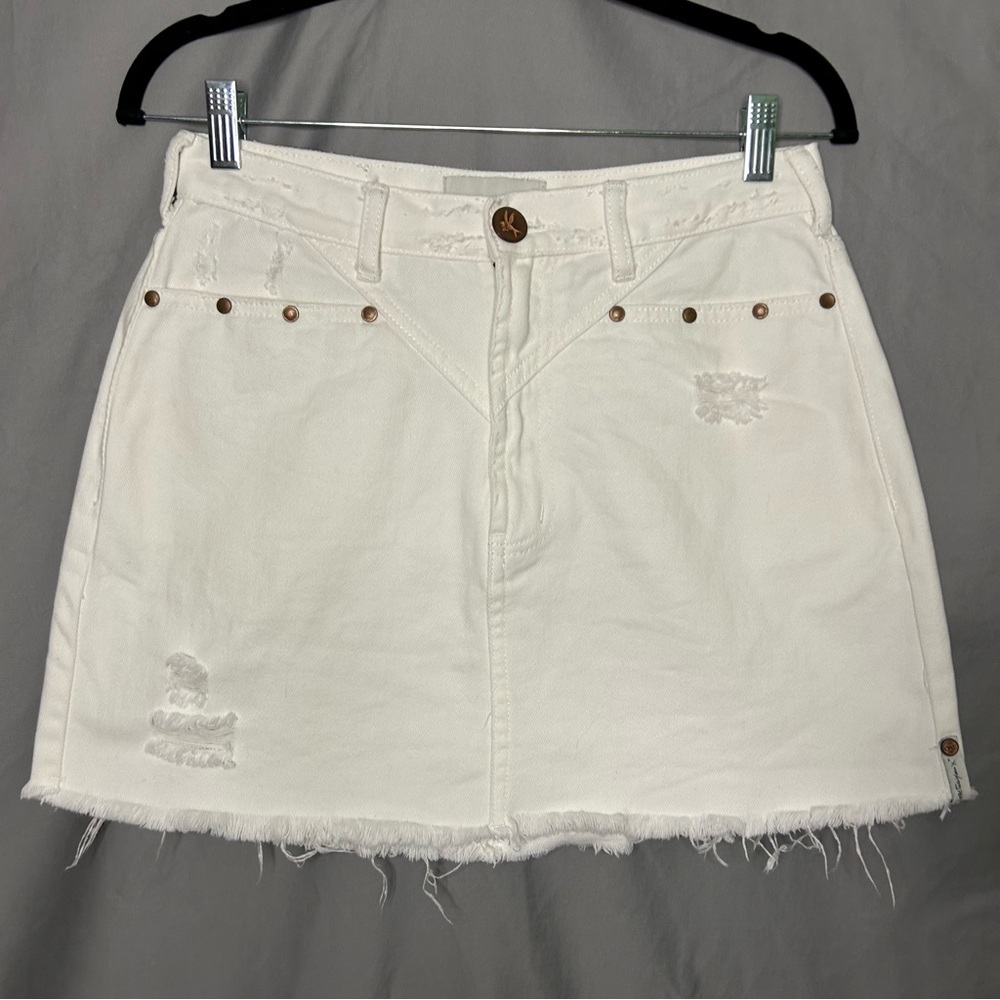 One Teaspoon white denim Trucker Skirt size 27